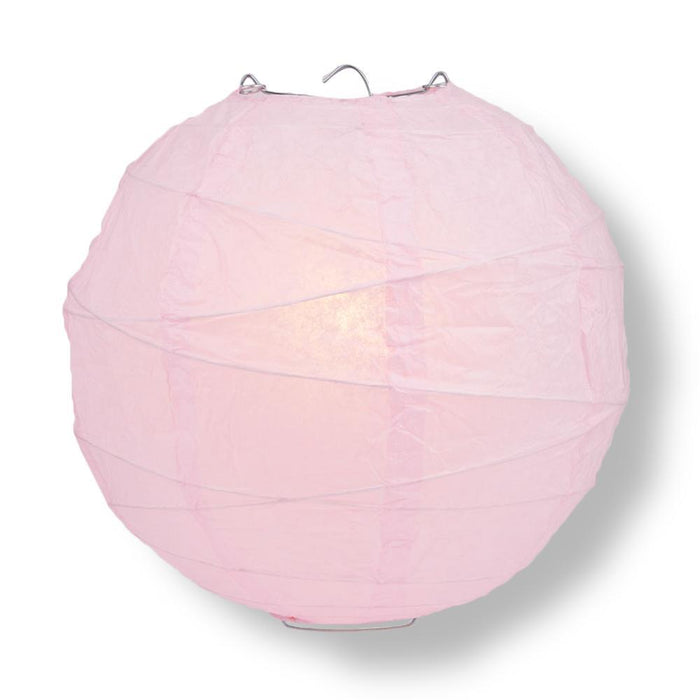 12 PACK | 12"  Pink Crisscross Ribbing, Hanging Paper Lantern Combo Set - Luna Bazaar | Boho & Vintage Style Decor