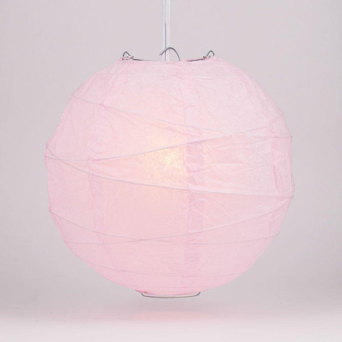 12 PACK | 12"  Pink Crisscross Ribbing, Hanging Paper Lantern Combo Set - Luna Bazaar | Boho & Vintage Style Decor