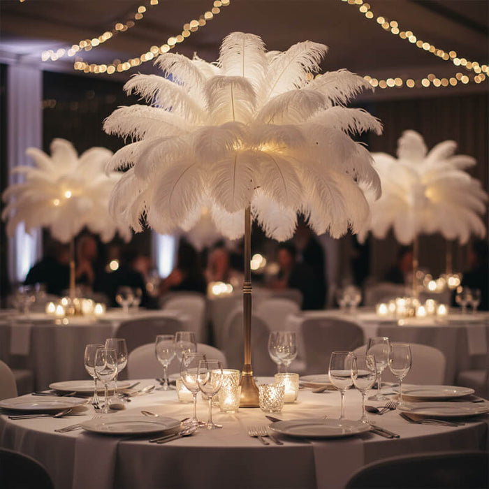 24"-26" Length White Natural Ostrich Feathers Centerpiece Filler-ubackdrop