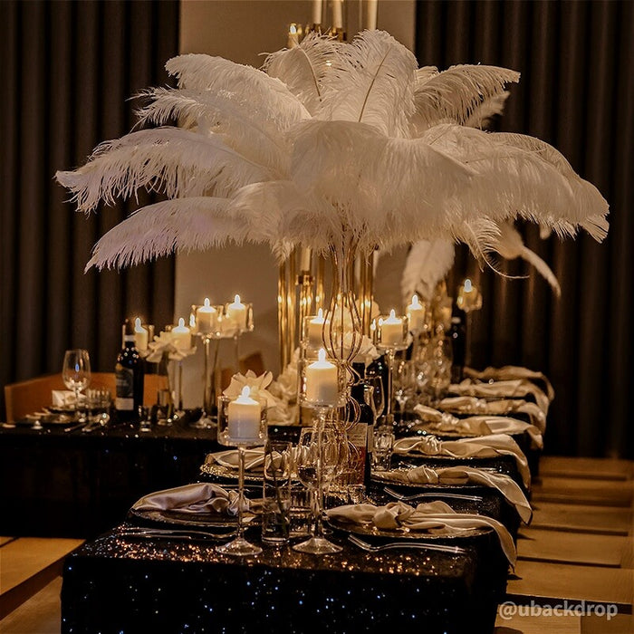 24"-26" Length White Natural Ostrich Feathers Centerpiece Filler-ubackdrop