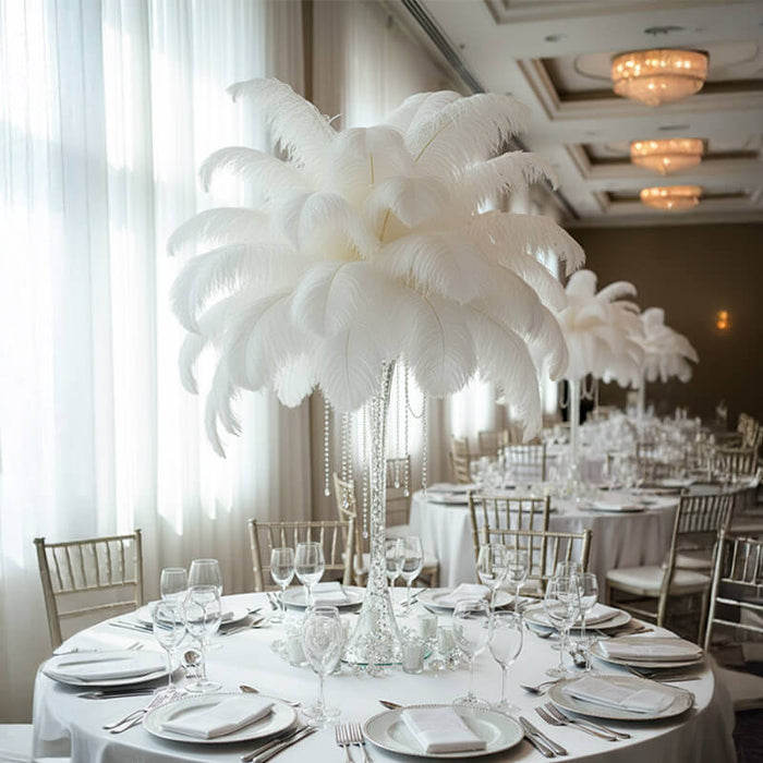 24"-26" Length White Natural Ostrich Feathers Centerpiece Filler-ubackdrop