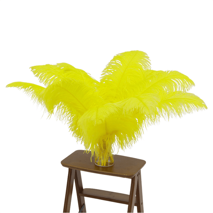 24"-26" Length Yellow Natural Ostrich Feathers Centerpiece Filler-ubackdrop
