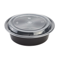 32oz Large Meal Prep Containers - - 32 oz Microwavable Round Food Containers & Lids - Black - 150 ct-To-Go Packaging-Karat-Restaurant Supply Drop