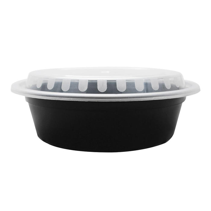 32oz Large Meal Prep Containers - - 32 oz Microwavable Round Food Containers & Lids - Black - 150 ct-To-Go Packaging-Karat-Restaurant Supply Drop