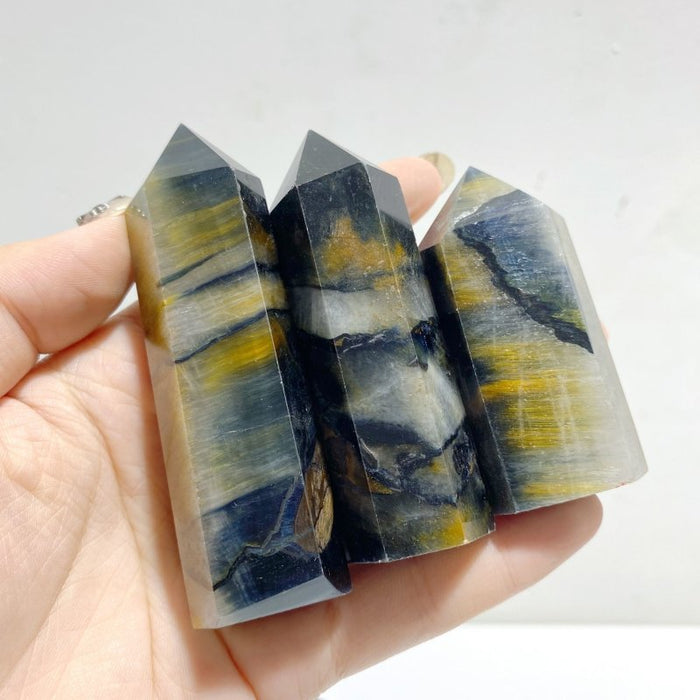 36 Pieces Blue Tiger Eye Mixed Quartz Tower Point -Wholesale Crystals