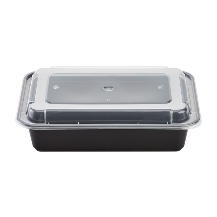 38oz Meal Prep Containers ~ Microwavable Rectangular Food Containers & Lids - Black - 150 ct-To-Go Packaging-Karat-Restaurant Supply Drop