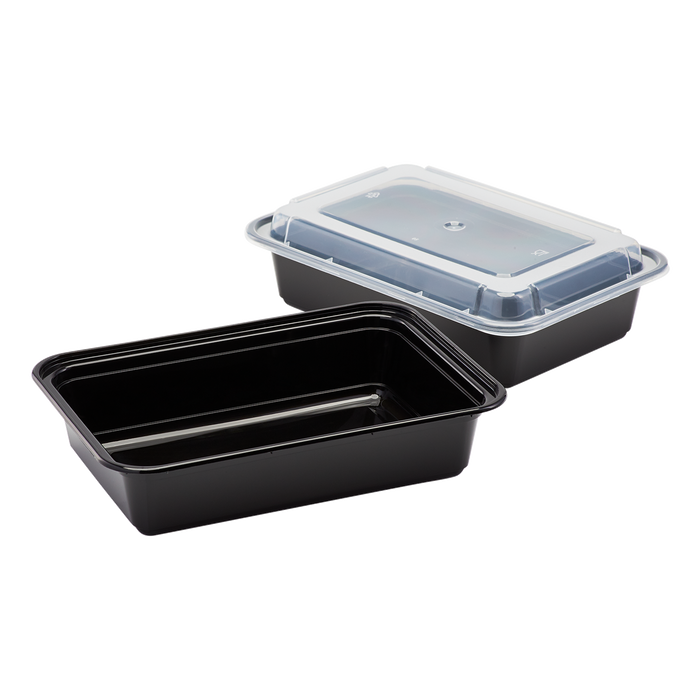 38oz Meal Prep Containers ~ Microwavable Rectangular Food Containers & Lids - Black - 150 ct-To-Go Packaging-Karat-Restaurant Supply Drop