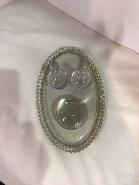4 Piece Set Clear Glass Vanity Set