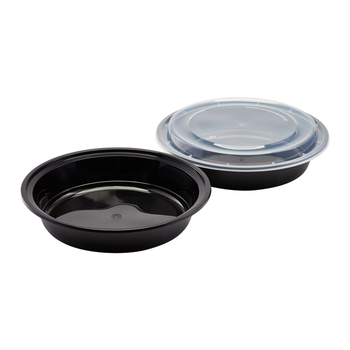 48oz Meal Prep Containers | 48 oz Extra Large Microwavable Round Food Containers with Lids - Black - 150 ct-To-Go Packaging-Karat-Restaurant Supply Drop