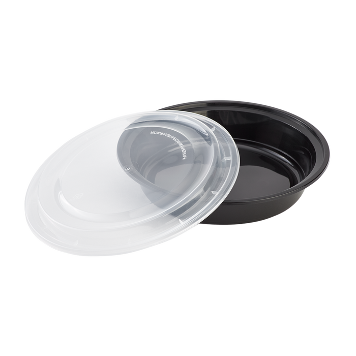 48oz Meal Prep Containers | 48 oz Extra Large Microwavable Round Food Containers with Lids - Black - 150 ct-To-Go Packaging-Karat-Restaurant Supply Drop
