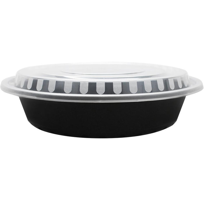 48oz Meal Prep Containers | 48 oz Extra Large Microwavable Round Food Containers with Lids - Black - 150 ct-To-Go Packaging-Karat-Restaurant Supply Drop