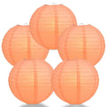 BULK PACK (5) 10" Peach / Orange Coral Round Paper Lantern, Parallel Ribbing, Chinese Hanging Wedding & Party Decoration - PaperLanternStore.com - Paper Lanterns, Decor, Party Lights & More