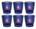 6-Pack Glass Candle Holder (2.5-Inch, Candace Design, Hobnail Motif, Cobalt Blue) - For Use with Tea Lights - Luna Bazaar | Boho & Vintage Style Decor