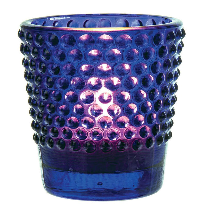 6-Pack Glass Candle Holder (2.5-Inch, Candace Design, Hobnail Motif, Cobalt Blue) - For Use with Tea Lights - Luna Bazaar | Boho & Vintage Style Decor