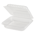 8''x8'' Hinged Containers - Large Clamshell Take Out Boxes - Karat PP Plastic - 250 count-Karat