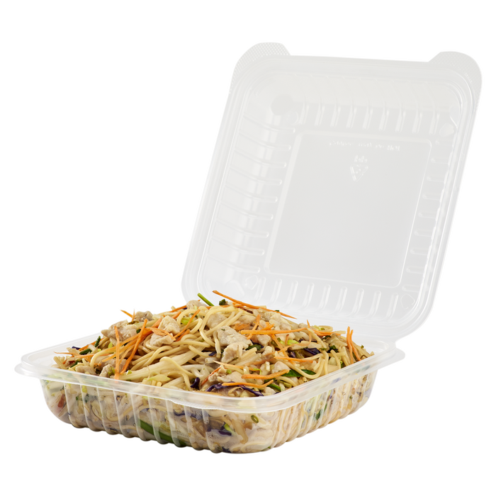 8''x8'' Hinged Containers - Large Clamshell Take Out Boxes - Karat PP Plastic - 250 count-Karat