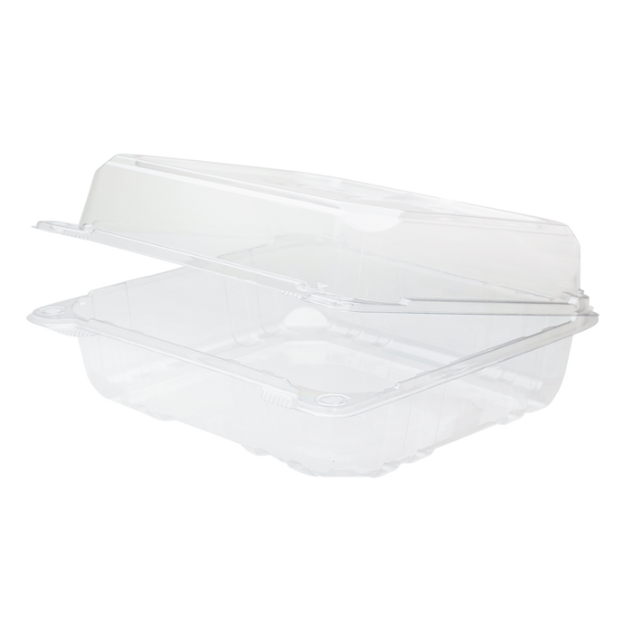 8''x8'' Hinged Containers - Large Clamshell Takeout Boxes - Karat PET Plastic - 250 count-To-Go Packaging-Karat-Restaurant Supply Drop