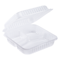9''x9'' Hinged 3 Compartment Take out Boxes- Extra Large Clamshell Containers 3C - Karat PP Plastic - 200 ct-Karat