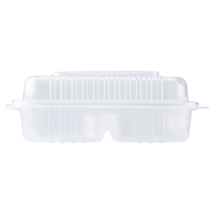 9''x9'' Hinged 3 Compartment Take out Boxes- Extra Large Clamshell Containers 3C - Karat PP Plastic - 200 ct-Karat