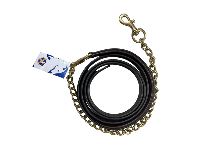 Royal Highness Padded Leather Lead with Brass Chain