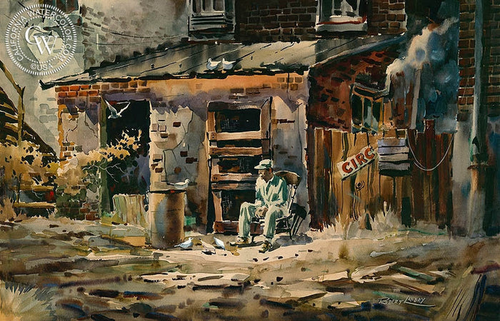 A Gentle Man, c. 1950, watercolor painting by Robert Landry (American art). Fine art giclée print reproduction by California Watercolor for wall decor.