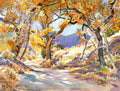 A Road Through the Trees, watercolor painting by Glen Knowles (American art). Fine art giclée print reproduction by California Watercolor for wall decor.
