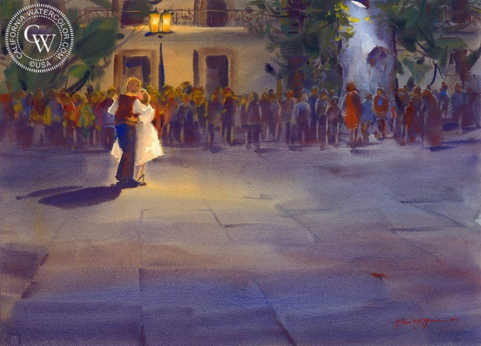 A Wedding in Old Mexico, watercolor painting by Frank LaLumia (American art). Original painting and fine art giclée reproduction by California Watercolor for wall decor.
