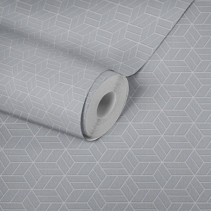 Abstract Allure - Geometric Metallic Wallpaper - Grey