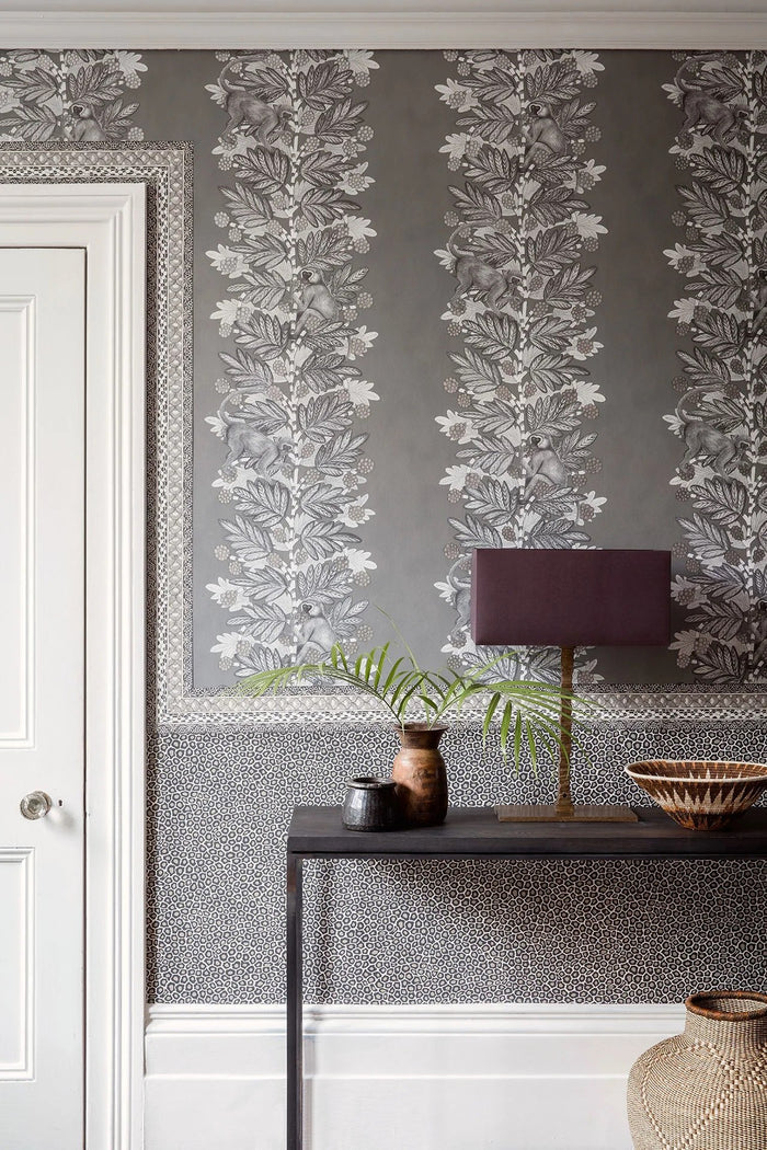 Acacia Monkey Wallpaper - Charcoal/Silver