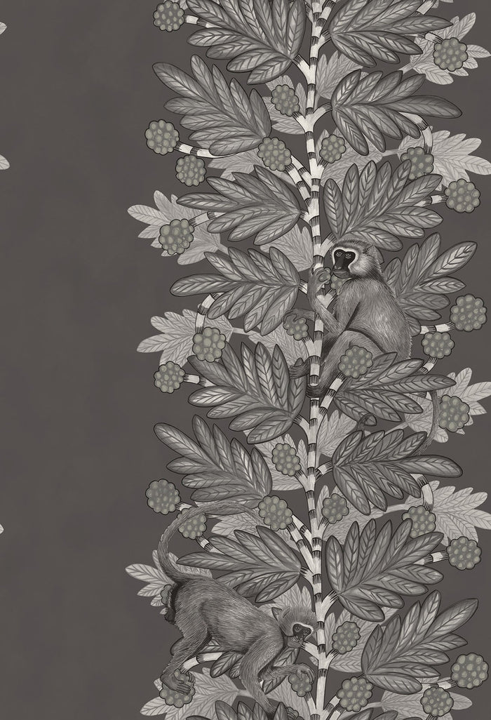 Acacia Monkey Wallpaper - Charcoal/Silver