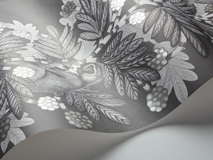 Acacia Monkey Wallpaper - Charcoal/Silver