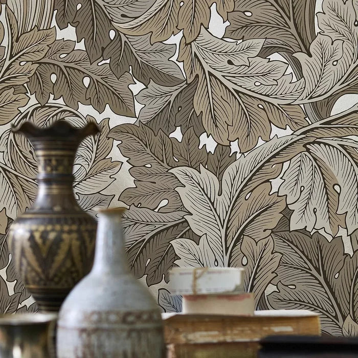 Acanthus by Morris Wallpaper - Manilla/Stone