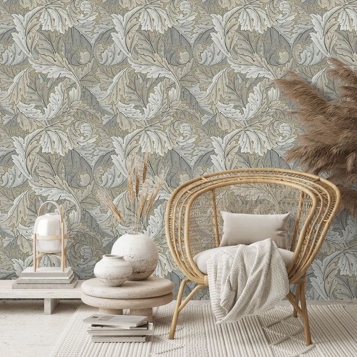 Acanthus by Morris Wallpaper - Manilla/Stone