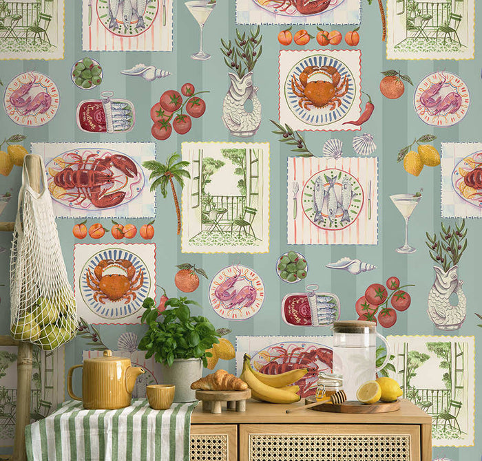 Al Fresco – Mediterranean Wallpaper – Blue