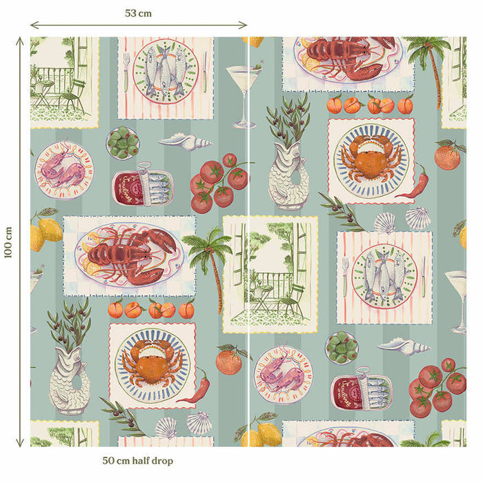 Al Fresco – Mediterranean Wallpaper – Blue