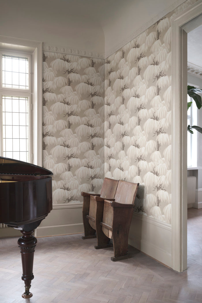 Alba wallpaper in Beige in a room setting