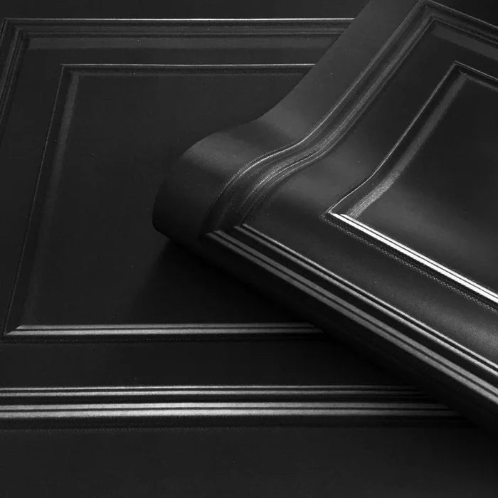 Amara Wood Panel Vinyl Wallpaper - Black