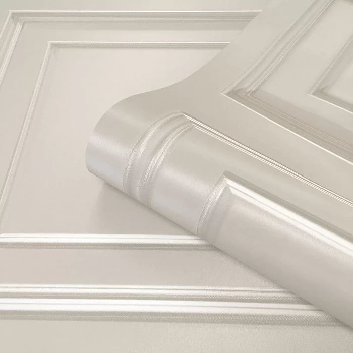 Amara Wood Panel Vinyl Wallpaper - Cream/Pearl