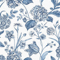 Amelie Hydrangea Wallpaper - Blue White