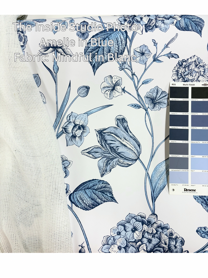 Amelie Hydrangea Wallpaper - Blue White