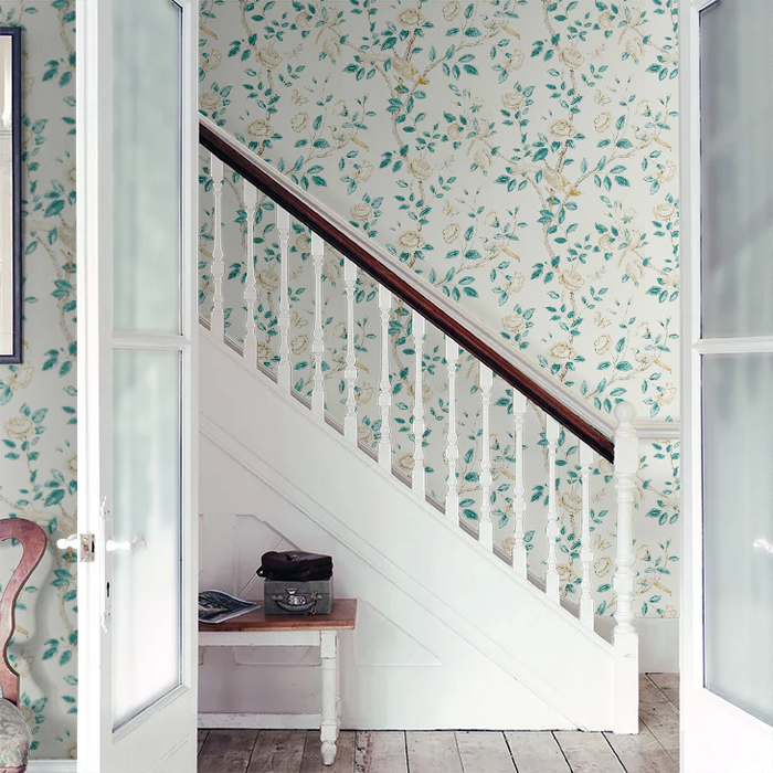 Andhara Wallpaper - Teal and Cream