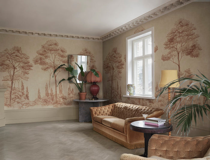 Andrea, Terracotta wallpaper mural in a room setting
