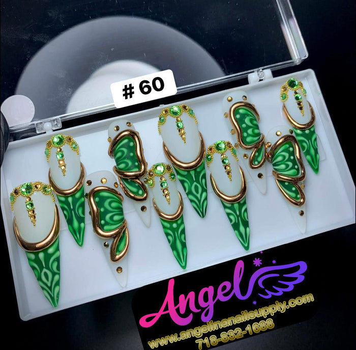 Angelina Handmade Custom Press-On | Long Nail Design 060-089 - Angelina Nail Supply NYC