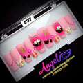 Angelina Handmade Custom Press-On Long Nail Design #097 - Sweet Cherry Pop