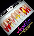 Angelina Handmade Custom Press-On Long Nail Design #099 - Honey Bee Friends