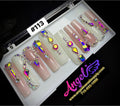 Angelina Handmade Custom Press-On Long Nail Design #113 - Diamond Veil