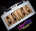 Angelina Handmade Custom Press-On Long Nail Design #115 - Golden Duchess