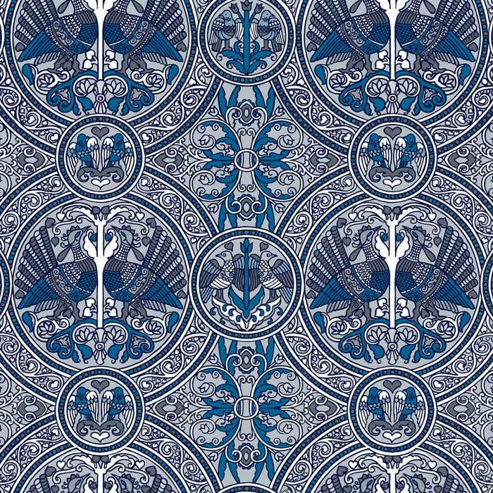 Arabian Birds Florence Broadhurst Wallpaper - Steel