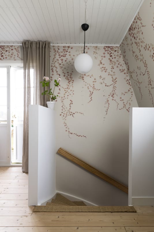 Aralia - Sandberg -  Custom Sized Wallpaper Mural (per m2) -Burgundy