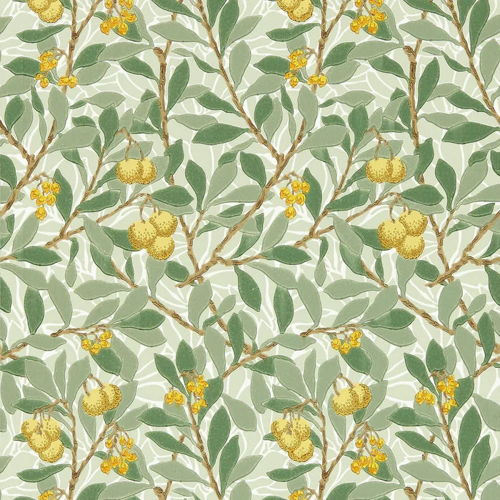 Arbutus by Morris Wallpaper - Sage/Lemon
